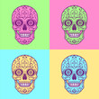 Pop Art mexican sugar skull. Stylized skull. Day of the Dead. Stencil art.  Sugar skull. Mexican skull.