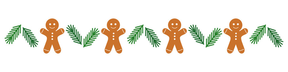 Wall Mural - gingerbread man christmas decorative border.