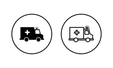 Ambulance icons set. ambulance truck sign and symbol. ambulance car