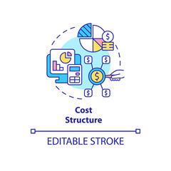 Cost structure concept icon. Analysing revenue streams and company expenses. Business model abstract idea thin line illustration. Vector isolated outline color drawing. Editable stroke