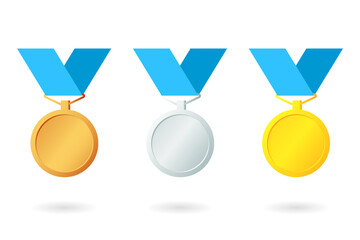 Wall Mural - Bronze Silver Gold blank medal icon set. Clipart image isolated on white background