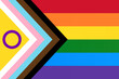 LGBTQ Progress Pride Flag with intersex. Rainbow