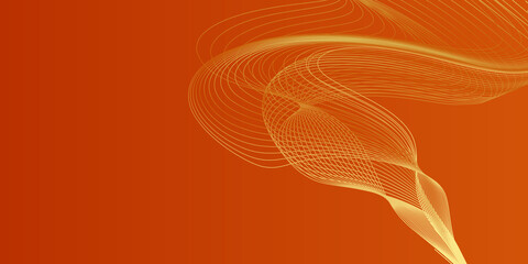 Abstract orange background with gold lines