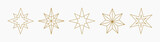 Fototapeta Miasto - Gold Christmas stars line icons.