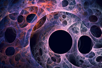 Wall Mural - a quantum, science fiction concept of a fractal like design on a black background.