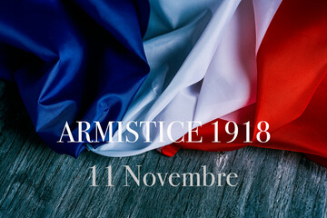 Wall Mural - flag of france and text armistice 1918 in french