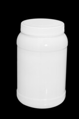 Poster - white jar with lid insulated on black background
