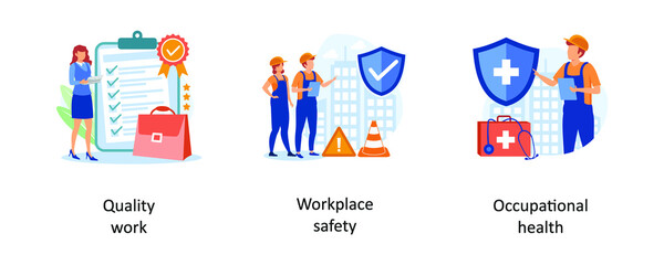 Wall Mural - Quality work, Workplace safety, Occupational Health. Working environment abstract concept vector illustrations.