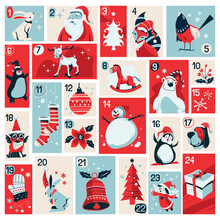 Advent Calendar For Christmas Holiday With Illustration And Quote