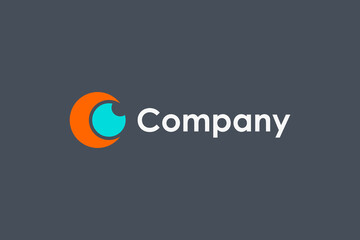 Poster - Simple Eye Logo. Circle Shape with Blue Eyeball isolated on Dark Background. Usable for Business and Technology Logos. Flat Vector Logo Design Template Element.