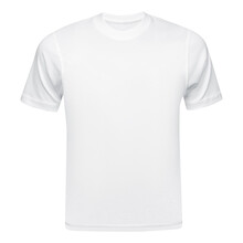 White T-shirt Mockup Front Used As Design Template. Tee Shirt Blank Isolated On White