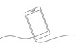 Phone line background. One line drawing background. Continuous line drawing of smartphone. Vector illustration.