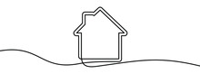 House One Line Background. One Continuous Line Drawing Of House Icon. Vector Illustration. House Line Icon.