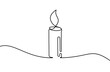 Continuous line drawing of candle. Candle one line icon. One line drawing background. Vector illustration. Christmas candle icon