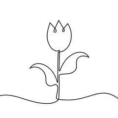 Wall Mural - Continuous line drawing of flower. Flower one line icon. One line drawing background. Vector illustration. Flower black icon