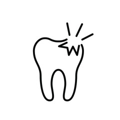 Wall Mural - tooth icon. tooth linear icon. vector illustration. cracked tooth line icon. stomatology logo