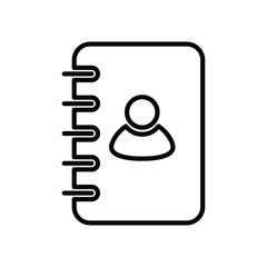 Sticker - Phone book icon. Address book linear icon. Vector illustration. Contacts book icon. Black sign