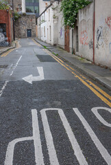 Wall Mural - City of Dublin Ireland. Alley with arrow. Stop.