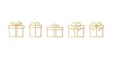 Golden Christmas Present Icons- Vector Illustration