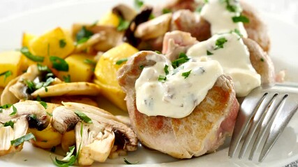 Wall Mural - filet mignon with mushroom and cream