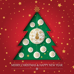 Wall Mural - Christmas and Happy New Year greeting card background