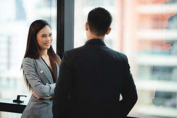 Wall Mural - business manager team are meeting to discussion talk together in modern office