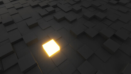 Poster - black square pattern background,science and technology concept,light box,3d rendering