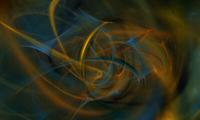 Wall Mural - Dynamic motion of blue orange whirlwind or funnel of colorful digital steam in creative 3d illustration. Great as texture, pattern, print, wallpaper or background. Suits for artistic designs ideas.