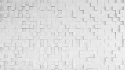 white square pattern background, white panel wall, 3d rendering