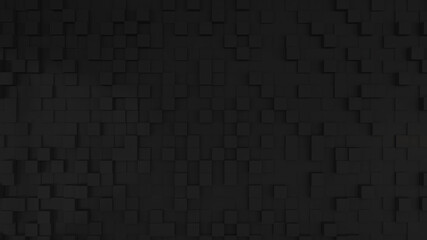 Wall Mural - black square pattern background, black panel wall, 3d rendering