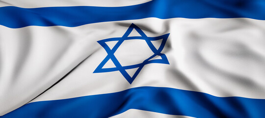 Wall Mural - Waving flag concept. National flag of the State of Israel. Waving background. 3D rendering.