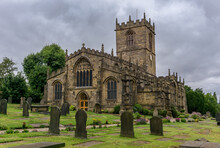 A Photograph Of An Ancient, Aged Church In Sheffield, England, Front View.