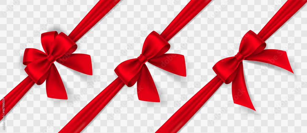 Image vectorielle Stock Set of satin decorative red bows with ...