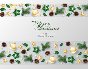 Wall Mural - Christmas decorative background with festive decoration elements. New Year concept. 
