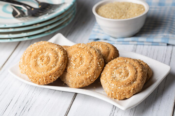 Wall Mural - Cookies made with cookie molds named kombe. Traditional local foods of Antakya.