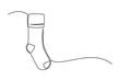 Continuous one line drawing of Christmas sock. Christmas sock isolated on white background. Vector illustration