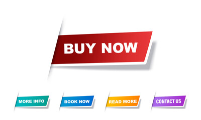 Leinwandbilder - Set of vector labels. Read More, learn more, buy now, book now, contact us colorful banner set