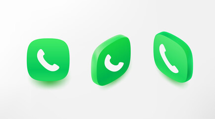 Poster - Call mobile application icons set in perspective. Vector 3d style app icons