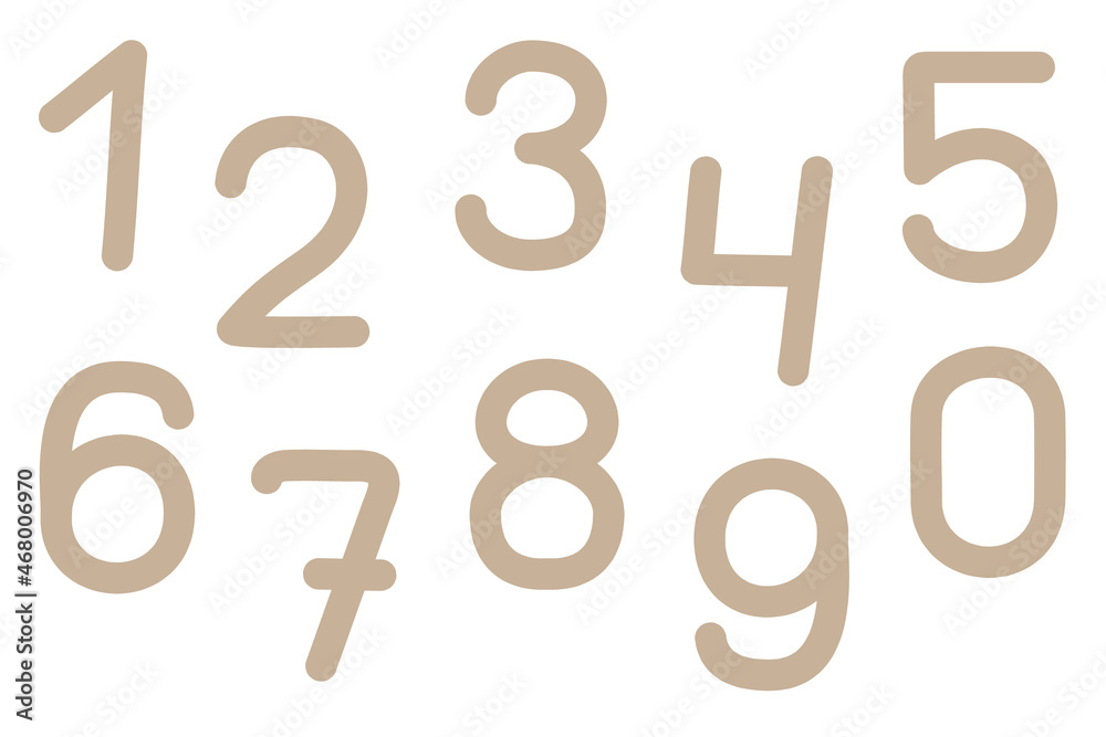 Set of cute funny numbers, ten hand-drawn decorative figurines. One ...