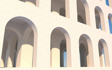 Leinwandbilder - 3d rendering. Arch hallway geometric background, architectural corridor, arch columns, empty wall. ancient housing Banner for travel presentations
