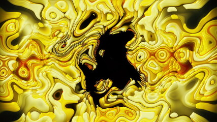 Poster - Futuristic liquid metal with 3d render of blurry spots. Abstract moving structures embodying flowing and pulsating energy. Dynamic mysterious futurism in modern design.
