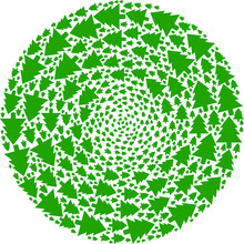 Fir Tree Icon Rotation Round Composition. Fir Tree Icons Are Scattered Into Globula Cycle Mosaic Structure. Abstract Round Globula Mosaic Created From Regular Fir Tree Symbols.