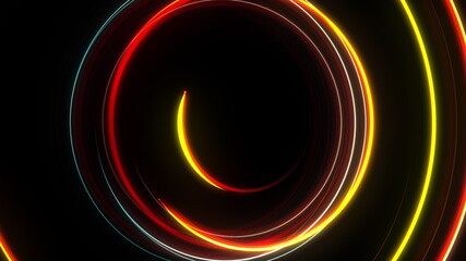 Poster - Abstract spiral rotating glow lines, computer generated background, 3D rendering background.