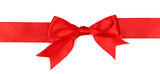 Fototapeta  - Bow made of red ribbon on white background
