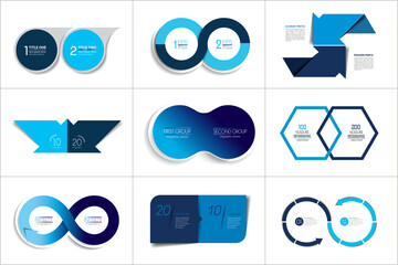 Wall Mural - mega set of two elements, steps chart, diagram, scheme. circle, round design.