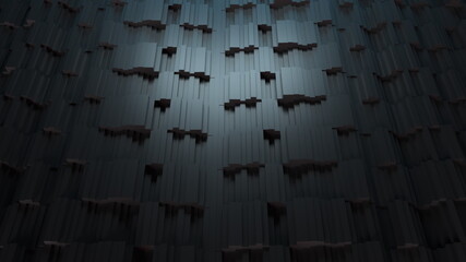 Poster - Computer generated background waves of rectangles, top view. 3D rendering undulating stepped background