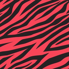 Wall Mural - black and red zebra print. Vector seamless pattern for clothes or prints