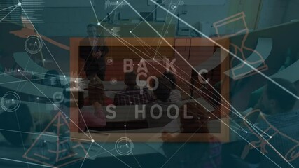 Poster - Animation of network of connections and back to school text over students