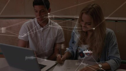 Poster - Animation of network of connections over students with laptop