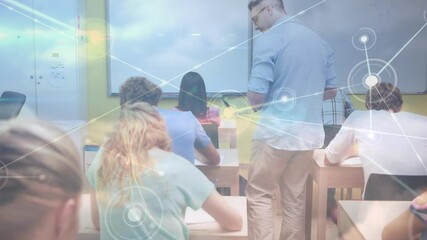Poster - Animation of network of connections over male teacher with students